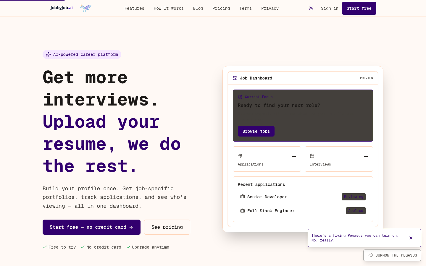 JobbyJob dashboard screenshot